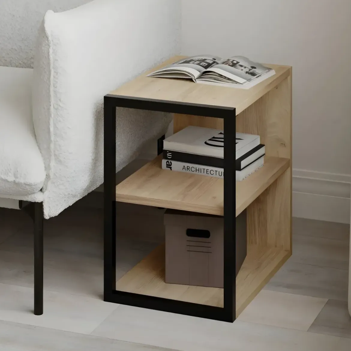 Tavolino da Caffè Salotto Moderno Basso con 1 Ripiano Rovere Nero