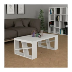 Tavolino da Salotto 105x60 cm Bianco Basso da Caffe