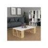 Tavolino da Salotto 105x60 cm Piano Bianco e Gambe Rovere