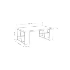 Tavolino da Salotto 105x60 cm Piano Bianco e Gambe Rovere