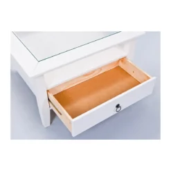Tavolino in Vetro da Caffe 75x75 Bianco Tavolo Legno Divano Soggiorno Quadrato