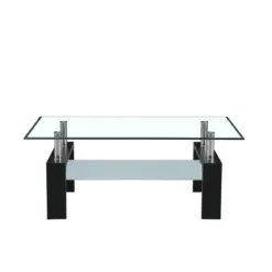 Tavolino in Vetro da Caffe 110x60 Nero Tavolo Basso da Salotto