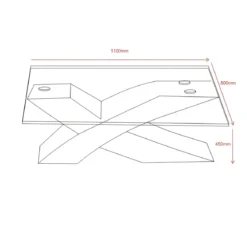 Tavolino in Vetro Temperato 110x60x45 cm Struttura Incrociata Bianca