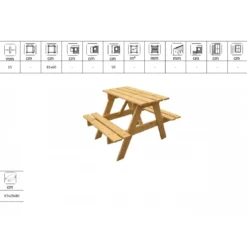 Tavolino Picnic in Legno per Bambini Tavolo con 2 Panche da Pic Nic