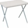 Tavolino Pieghevole Bianco in PVC Acciaio da Esterno 52x37x47 cm