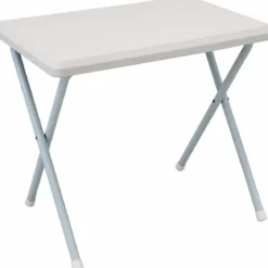 Tavolino Pieghevole Bianco in PVC Acciaio da Esterno 52x37x47 cm
