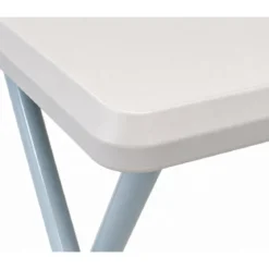 Tavolino Pieghevole Bianco in PVC Acciaio da Esterno 52x37x47 cm