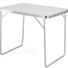 Tavolino Pieghevole 80x60 cm in Acciaio Piano Bianco MDF da Esterno