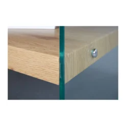 Tavolino Quercia da Caffe in Legno Vetro Design Moderno Salotto Soggiorno Divano
