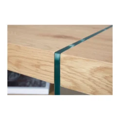 Tavolino Quercia da Caffe in Legno Vetro Design Moderno Salotto Soggiorno Divano