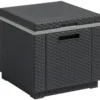 Tavolino Termico Contenitore Porta Ghiaccio da Esterno Grafite Rattan
