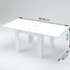 Tavolo Allungabile da 90 cm a 180 cm Apertura a Libro Grigio