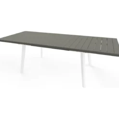 Tavolo Allungabile da Esterno Bianco Grigio Effetto Legno 162-241 cm