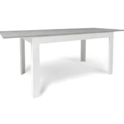 Tavolo Allungabile da Interno 140x80 cm Cemento e Bianco