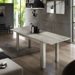 Tavolo Allungabile 160-210 da Pranzo in Melaminico Bianco Cemento