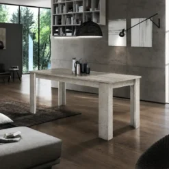 Tavolo Allungabile in Legno 140-190 cm da Salotto Grigio Cemento