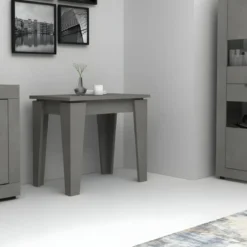 Tavolo Allungabile Salvaspazio da Salotto Cemento Console 90x50 con 5 Prolunghe