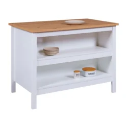 Tavolo Alto da Pranzo Mobile Bianco con Ripiani Penisola per Cucina