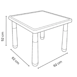 Tavolo Bambini Rosso 62x62x52 cm Altezza Regolabile Acciaio
