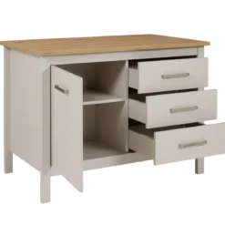 Tavolo Bar da Cucina Beige Rovere Isola con Anta Cassetti Soft-Close