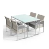 Tavolo con 4 Sedie Beige Poltrone Salotto da Esterno Giardino Salottino Terrazzo