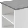 Tavolo Consolle Alto Isola Cucina con 3 Ripiani Bianco Cemento 112 cm