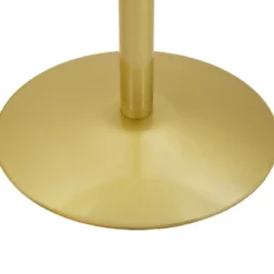 Tavolo da Bar Alto in Metallo Oro 60x60x103cm con Piano Effetto Marmo