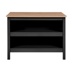 Tavolo da Cucina Mobile Alto con Ripiani Penisola in Legno Nero e Quercia
