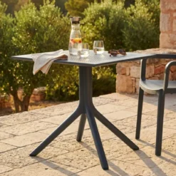 Tavolo da Giardino Quadrato 80x80x75 cm Antracite in Polipropilene