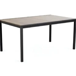 Tavolo da Giardino 159x95 cm Grafite Rettangolare Effetto Legno Metallo