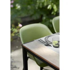 Tavolo da Giardino 159x95 cm Grafite Rettangolare Effetto Legno Metallo