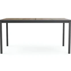 Tavolo da Giardino 159x95 cm Grafite Rettangolare Effetto Legno Metallo