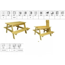 Tavolo da Pic Nic in Legno con Sabbiera per Bambini Tavolino da Giardino