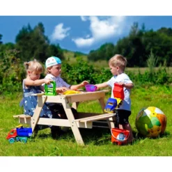 Tavolo da Pic Nic in Legno con Sabbiera per Bambini Tavolino da Giardino