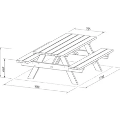 Tavolo da Picnic in Legno Impregnato con Panche Integrate da Giardino