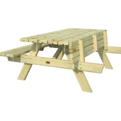 Tavolo da Picnic in Legno Impregnato con Panche Integrate da Giardino