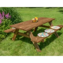 Tavolo da Pic Nic Tavolino in Legno con Panche Picnic Giardino Campeggio Esterno