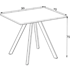 Tavolo da Pranzo Effetto Cemento Rettangolare 90x70 cm Struttura Nera