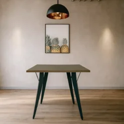 Tavolo da Pranzo Quadrato 80x80 cm Piano Rovere Gambe Nere