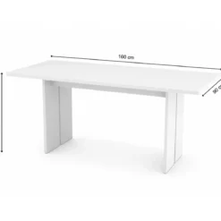 Tavolo da Pranzo 160x90 cm Bianco Lucido Rettangolare Legno Nobilitato