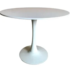 Tavolo da Salotto Tondo Bianco con Base in metallo 90 x 73 cm
