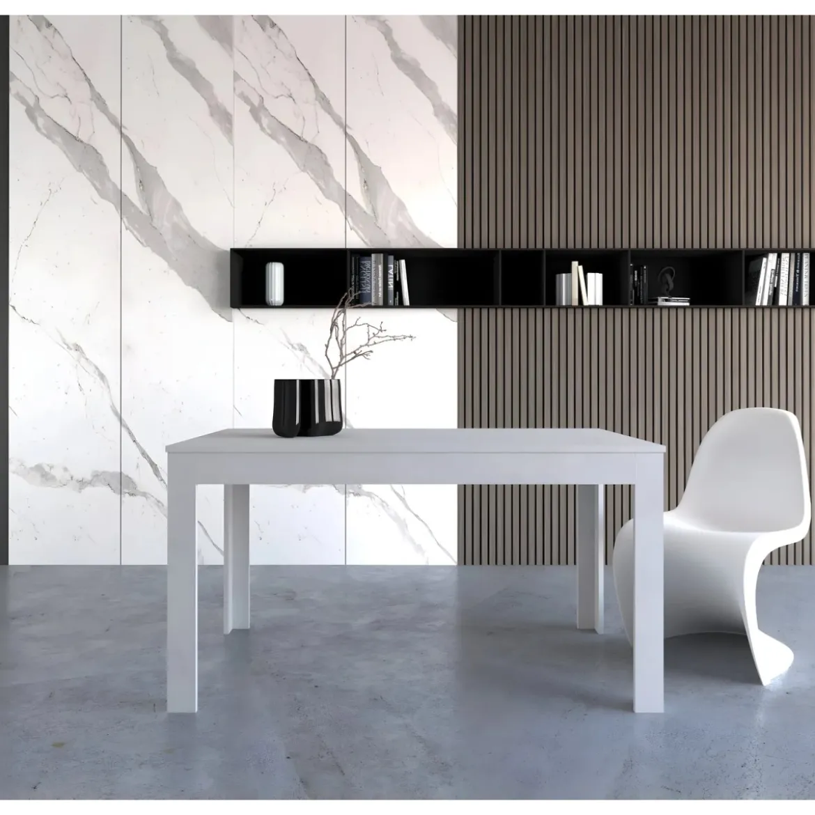 Tavolo Estensibile da Pranzo 140x80 cm Bianco Moderno