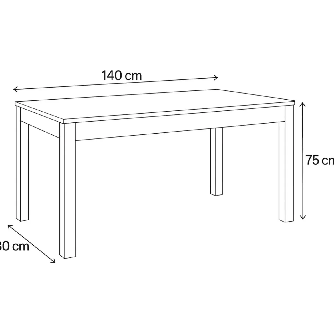 Tavolo Estensibile da Pranzo 140x80 cm Bianco Moderno