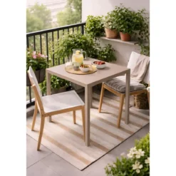 Tavolo Impilabile in Acciaio Tortora da Giardino Quadrato 80x80 cm