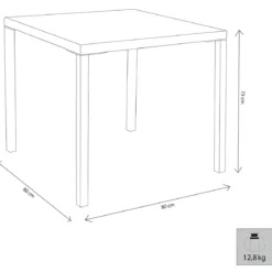 Tavolo Impilabile in Acciaio Antracite da Giardino Quadrato 80x80 cm