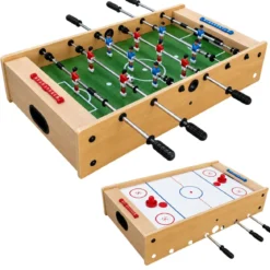 Tavolo Multigioco 2 in 1 Calciobalilla Hockey con Palline Dischetti