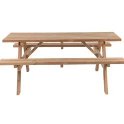 Tavolo Picnic in Legno Termotrattato Panche Richiudibili 177x153x76cm