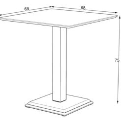 Tavolo Quadrato Bianco Frassinato 68x68 cm da Pranzo Moderno Gambe Metallo