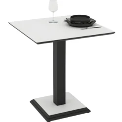 Tavolo Quadrato Bianco Frassinato 68x68 cm da Pranzo Moderno Gambe Metallo