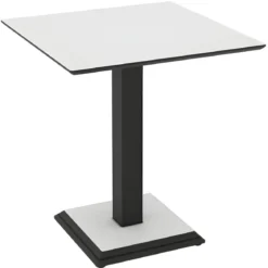 Tavolo Quadrato Bianco Frassinato 68x68 cm da Pranzo Moderno Gambe Metallo